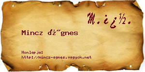 Mincz Ágnes névjegykártya